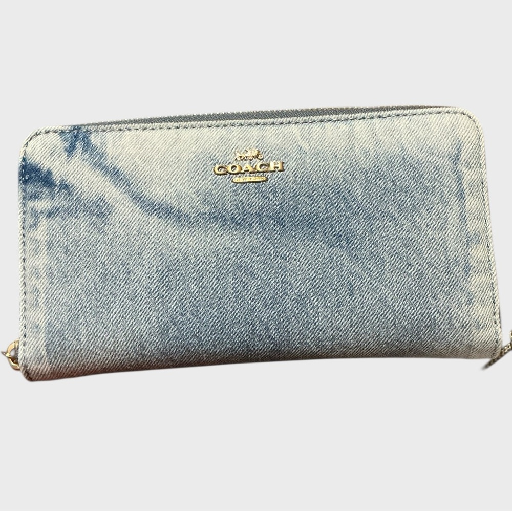 Coach Long Zip Around Wallet In Loved Denim - Picture 3 of 6